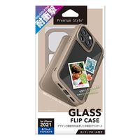 PGA iPhone13 Pro用 ガラスフリップケース ベージュ PG-21NGF02BE 1個