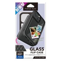 PGA iPhone13 Pro用 ガラスフリップケース キルティング調 ブラック PG-21NGF07BK 1個