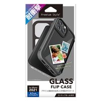 PGA iPhone13 Pro用 ガラスフリップケース ブラック PG-21NGF01BK 1個