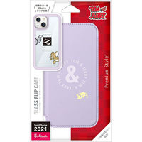 PGA iPhone13 mini用 ガラスフリップケース トムとジェリー パープル PG-WGF21J01TAJ 1個