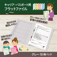 プラス 紙製ファイル キャリア・パスポート フラットファイル A4 児童用 グレー 91389 1箱(1袋(10冊入)×10)