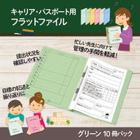 プラス 紙製ファイル キャリア・パスポート フラットファイル A4 児童用 グリーン 91386 1箱（1袋（10冊入）×10）