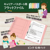 プラス 紙製ファイル キャリア・パスポート フラットファイル A4 児童用 ピンク 91388 1箱（1袋（10冊入）×10）