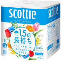 日本製紙クレシア スコッティフラワーパック1.5倍巻き8ロールシングル 4901750153502 1個(8巻)