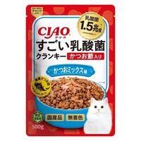 いなば CIAO チャオ すごい乳酸菌クランキー かつお節入り かつおミックス味 国産 500g 3袋 キャットフード