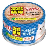 いなば CIAO チャオ 14歳からのかつお＆おかか（かつお節）国産 75g 1セット（1缶×12）キャットフード 缶詰