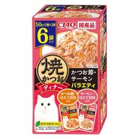 いなば CIAO チャオ 焼かつおディナー かつお節・サーモンバラエティ 国産（50g×6袋）3箱 キャットフード 猫用 パウチ