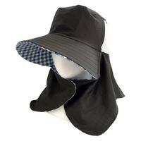 ヤマショウ 冷感リバーシブル農用フード 綿/麻 チェックネイビー YCH-038NV 1個（直送品）