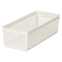 【均一価格】 収納バスケット  メッシュバスケット ロング ホワイト　幅12.8×奥行30.1×高さ8.8cm １セット（２個） オリジナル