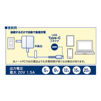 ナカバヤシ Type-C ケーブル一体型充電器 GaN PD30W対応 1m ブラック JYU-AC0110BK 1個