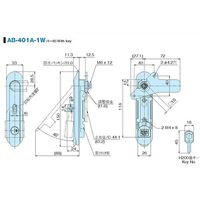 ホシモト 二重ロック防水平面スイングハンドル AB-401A-1W 1個 62-2978-87（直送品）
