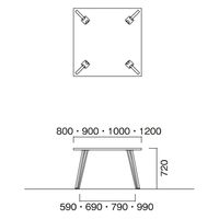 【軒先渡し】ニシキ工業 VTT ミーティングテーブル 幅1000×奥行1000×高さ720mm ホワイト AVTT-B1010K-OW 1台（直送品）