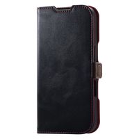 iPhone16 ケース レザー 手帳型 衝撃吸収 スリム ブラック PM-A24APLFYBK エレコム 1個（直送品）