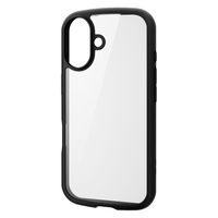 iPhone16 ケース ハイブリッド 衝撃吸収 軽量 背面ガラスクリア ブラック PM-A24ATSLFCGBK エレコム 1個（直送品）