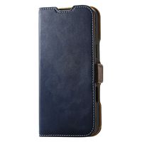 iPhone16 Plus ケース レザー 手帳型 衝撃吸収 スリム ネイビー PM-A24BPLFYNV エレコム 1個（直送品）