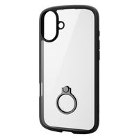 iPhone16 Plus ケース ハイブリッド 衝撃吸収 リング付 ブラック PM-A24BTSLFCRBK エレコム 1個（直送品）