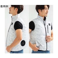 ブレイン 12V/胸スイッチ式 空調ベスト フルセット 裏シルバーチタン加工(シルバープリント柄)LLーXL MESH-BR-1202 1着（直送品）