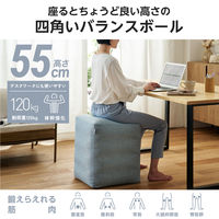 バランスボール 四角い 椅子 チェア 耐荷重120kg ライトブルー HCF-BBCUBE55BUL エレコムヘルスケア 1個