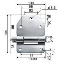 パーマンコーポレーション ヒンジ ステンレス サイド用 フラットタイプ ミラー仕上 1383200000 1個（直送品）
