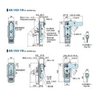 ホシモト 二重ロック防水平面スイングハンドル AB-153-1-1W 1個 62-2978-57（直送品）