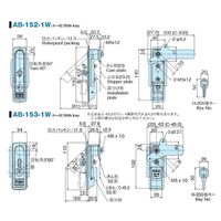 ホシモト 二重ロック防水平面スイングハンドル AB-152-1-1W 1個 62-2978-56（直送品）