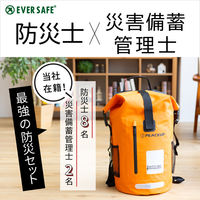 防災セット 2人用 グレー×ホワイト ドライバッグ 防水リュック ヘッドライト 防災士監修 水害対策 警戒レベル4（直送品）