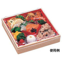 エフピコ 寿司桶 WPS-角235-235透明蓋付 柾目朱 80060021 1ケース(90個(10個×9)（直送品）