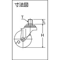 ハンマーキャスター ハンマー ねじ込み旋回式ゴム車輪 75mm M12 420A30R75 1個