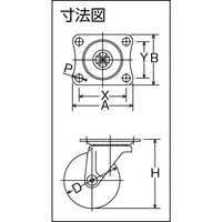 【アウトレット】ハンマーキャスター ハンマー 旋回式エラストマー車輪(PPホイール)75mm 420GL75 1個