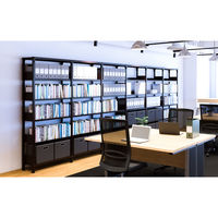 【軒先渡し】金剛 書架RKU 連結 5段 傾斜1段付 幅900×奥行340×高1650mm ブラウン RKU351-345SAT/D1 1台（直送品）