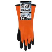 【天然ゴム手袋】 川西工業 GM338グローブマニア ラテックスサーモロング オレンジ M タッチパネル対応 GM338L 1双
