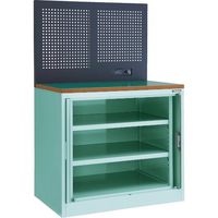 トラスコ中山 TRUSCO フリッパードアキャビネット 1010X650 天板・パンチングパネル付 グリーン色 FPB302TCP 1台（直送品）