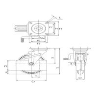 イノアック 中荷重用キャスターゴム車輪付タイプ 200径 自在金具ダブルストッパー付(安全カバー付き) GR200WJSC 1個（直送品）