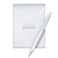 数量限定 ロディア(RODHIA） メタリックＰＵレザーカバーＮｏ．１１＆ボールペン ギフトセット シルバー 1個（直送品）