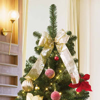 【軒先渡し】ストア・エキスプレス　木製ベースクリスマスツリーセット レッド・ゴールド　高さ240×幅130cm　8162-2392　1セット（直送品）