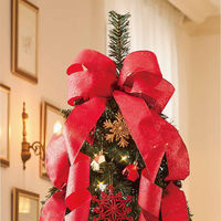 【軒先渡し】ストア・エキスプレス　木製ベース スリムクリスマスツリーセット レッド　高さ150×幅66cm　8736-1638　1セット（直送品）