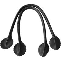 日本紐釦貿易 フラワー型合皮持ち手 40cm 黒 1組入り PVA9-B 1組2本入/2袋(合計2組入（直送品）