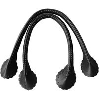 日本紐釦貿易 フラワー型合皮持ち手 30cm 黒 1組入り PVA8-B 1組2本入/2袋(合計2組入（直送品）