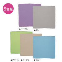 拭き跡が残りにくい マイクロファイバークロス 鏡・ガラス掃除 繊維がつかない 25×25cm 5色アソート 1パック（5枚組）ファイン