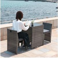 不二貿易 ラタン調 ガーデンテーブル チェアセット 3点 38372 1個 542-5748（直送品）