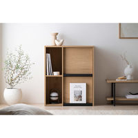 アイリスオーヤマ フラップ扉付きキャビネット ナチュラル/ブラック HFRC-600 1台（直送品）