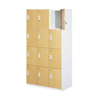 スマイル 木目調スチールロッカー 3連4段12人用 シリンダー錠 ライトブラウン/ホワイト 幅900×奥行515×高さ1790mm 1台（取寄品）