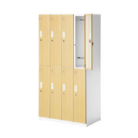 スマイル 木目調スチールロッカー 4連2段8人用 シリンダー錠 ライトブラウン/ホワイト 幅900×奥行515×高さ1790mm 1台（取寄品）
