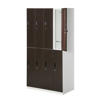 スマイル 木目調スチールロッカー 4連2段8人用 シリンダー錠 ダークブラウン/ホワイト 幅900×奥行515×高さ1790mm 1台（取寄品）