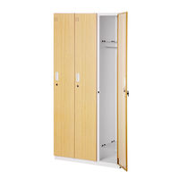 スマイル 木目調スチールロッカー 3連3人用 シリンダー錠 ライトブラウン/ホワイト 幅900×奥行515×高さ1790mm 1台（取寄品）