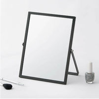 永井興産 アルミフレーム卓上ミラー スクエア（M） 幅185×奥行10×高さ230mm ブラック NK-247BK 1個