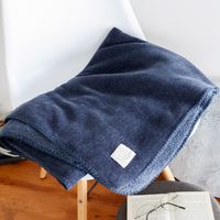 【LAKOLE/ラコレ】 モールヤーンブランケット（L） ネイビー
