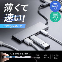 サンワサプライ USB 10Gbps Type-C ハブ(4ポート) USB-10TC14SV 1個