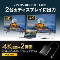 サンワサプライ  USB-HDMIディスプレイアダプタ(4K×2画面出力) USB-CVU3HD6（直送品）