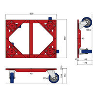 オクジュー 平台車 はこ坊３ W600×D450×H173mm 最大積載量500kg/台 1セット(2台)（直送品）